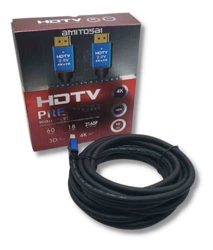 Cable Hdmi 10 Metros Mallado Fichas Metalicas Amitosai Mtsf8