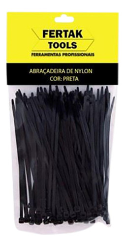 Abracadeira Nylon Fertak 2,5x200 Preto  C/100