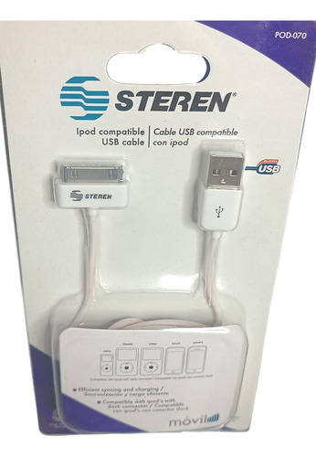 Pod-070 Cable Usb A Dock P/ipod Nano,classic, Video, Iphone. Blanco