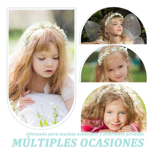 4 Accesorios Niñas Cabello Tiara Con Flores Perlas Cristal