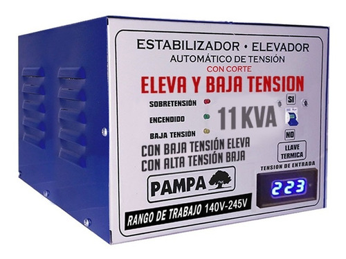 Elevador Automático De Tensión 11 Kva Pampa Estabilizador Color Blanco/Azul