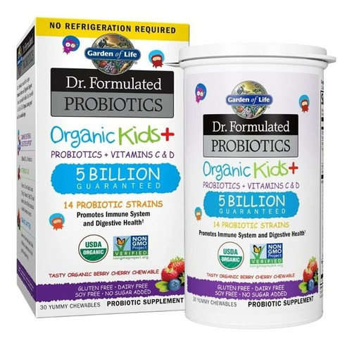 Enzimas Probioticos + Vitamina C Y D Niños 30 Masticables Gl Sabor Frutas