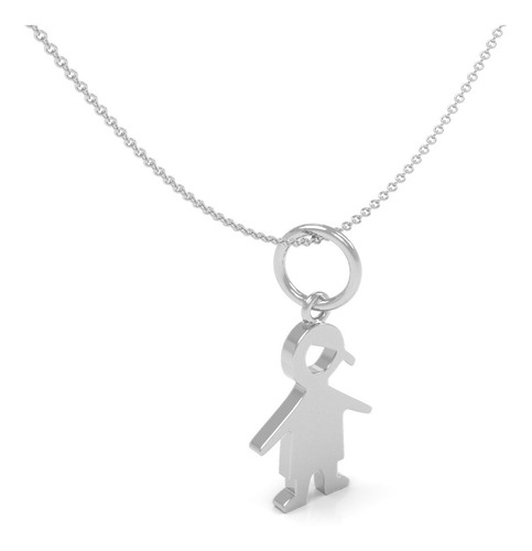 Imagen 2 de 10 de Collar De Plata 925 Dije De Niña O Niño Cadena 45cm Agálea