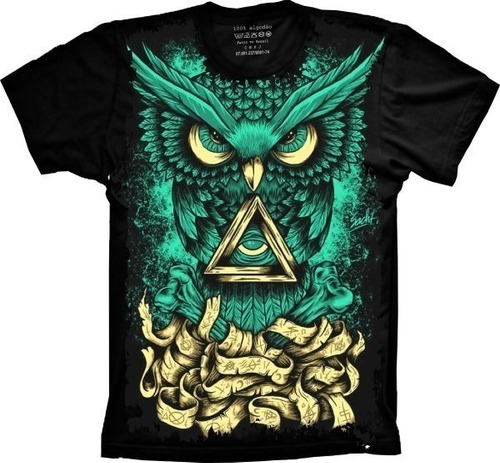Camiseta Geek Plus Size Unissex Algodão Owl Coruja Trance