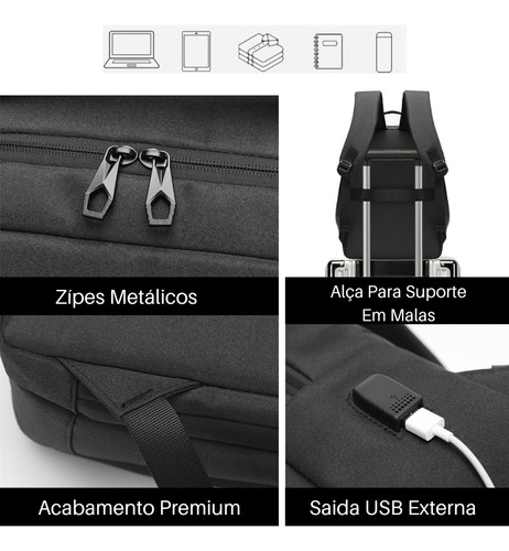 Mochila Notebook Executiva Premium Viagem Faculdade Escolar Cor Azul Desenho do tecido Liso