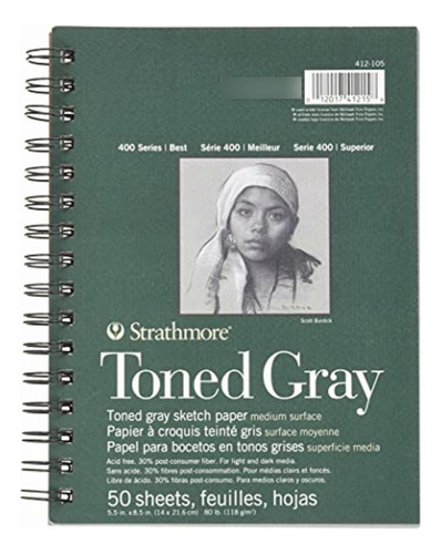 Strathmore, Cuaderno En Espiral Para Bosquejos Colorido Gris