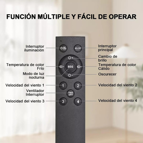 12 Pulgadas Lámpara Con Ventilador Techo 7 Aspas 34w Control Remoto, Ventilador De Techo Genérica W466 Turbo Con 5 Palas De Plástico Color Blanco 50cm De Diámetro 127v