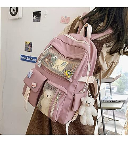 Mochila Kawaii Con Pasador Kawaii Y Accesorios Linda Mochila
