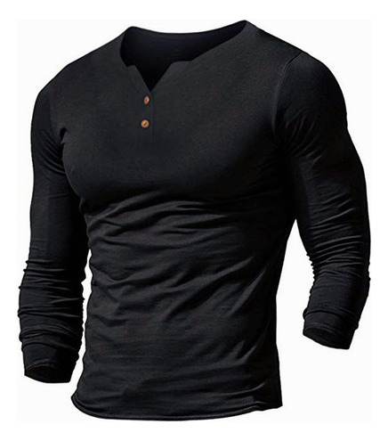 Polera De Hombre De Manga Larga Con Botones, Polera Casu
