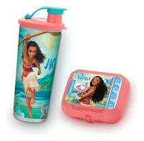 Comprar Tupperware | Kit Copo Com Bico + Porta Sanduiche - Desenhos Cor Moana - Kit Lanche Copo Tupper Snack