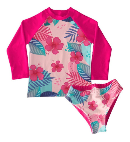 Conjunto De Traje De Baño Playa Tropical Piscina Para Niña 