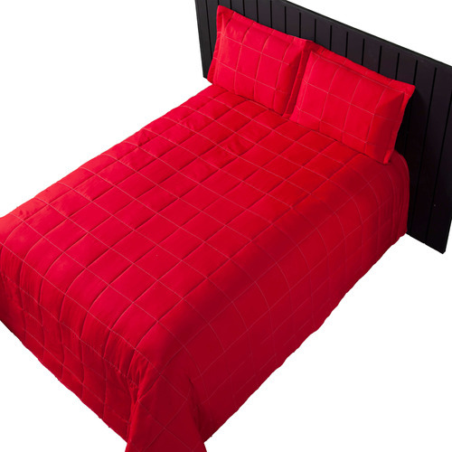 Colcha Cobre Leito Queen Basico Padrão 3 Peças Matelado Cor Vermelho