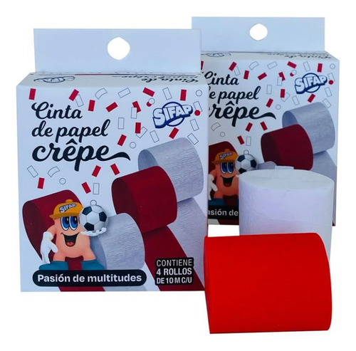 Cinta De Papel Crepe Sifap Pasion De Multitudes 4 Rollos Rojo/blanco Cinta Crepe