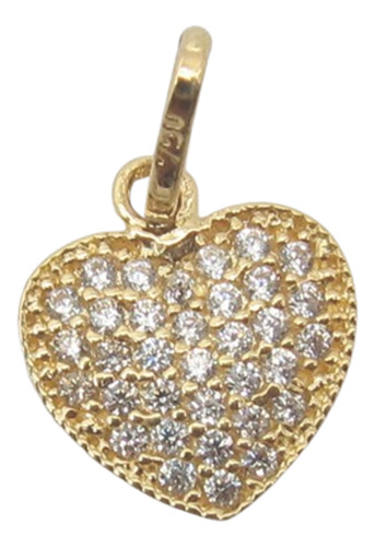 0736 Pingente Coração Com Zirconias Ouro 18k