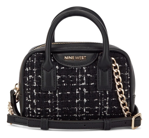 Bolsa Cross Body Nine West Nga133873 Mujer Acabado de los herrajes Niquel Color Negro/Blanco Correa de hombro Negro Diseño de la tela Liso