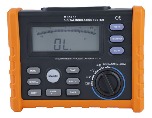 Probador De Aislamiento Peakmeter Ms5203 Digital Y Analógico