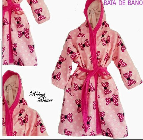 Bata De Baño Mod Moño T 6 Años Capucha Micrófibra Toalla