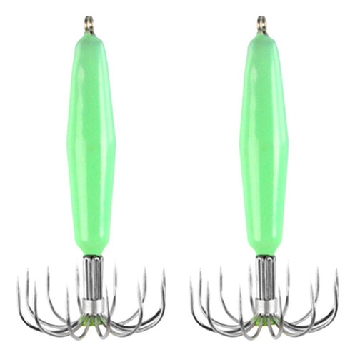 2 Gancho De Pesca De Calamar Los 7.2cm Verde
