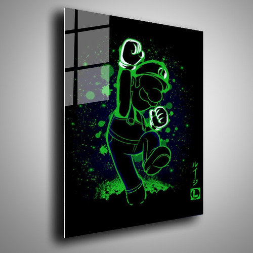 Cuadro Metalico Luigi Neon  Gamer Arte Abstracta  40x60cm