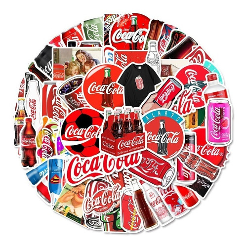 Imagen 3 de 4 de Coca Cola Set De 50 Stickers / Calcomanias / Pegatinas