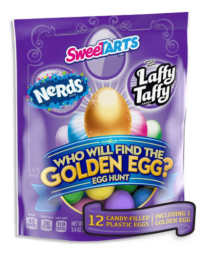 Wonka Golden Egg Hunt Plastic Candy Filled Eggs, 3.4 Oz, 12 
