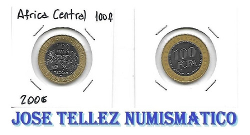 Africa Central 100 Francos Moneda Bimetalica 2006 Palermo (Usado)