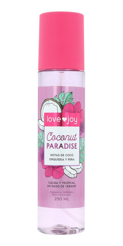 Body Mist Fragancia Coconut Paradise Love Joy By Bioscents 