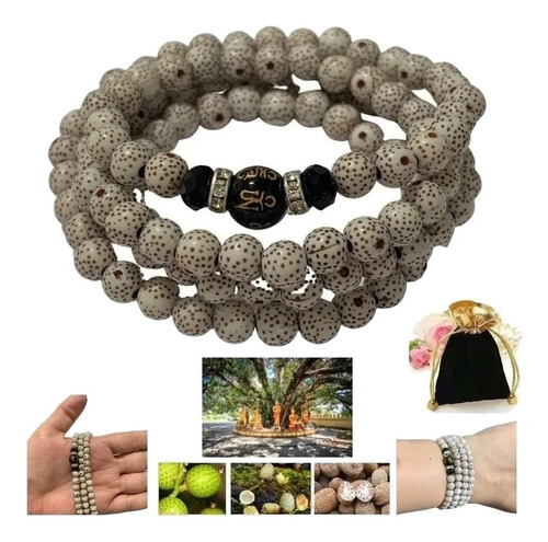 Pulseira Japamala Chakra Semente Bodhi Seeds Lotus Obsidiana