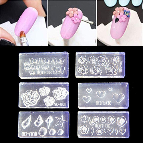 Loweyuiroy Kit De Moldes Acrílicos Para Uñas, 6 Piezas 3d Es