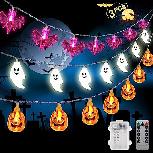 Juego De 3 Luces De Halloween 90 Led, Calabaza 3d, Murc...