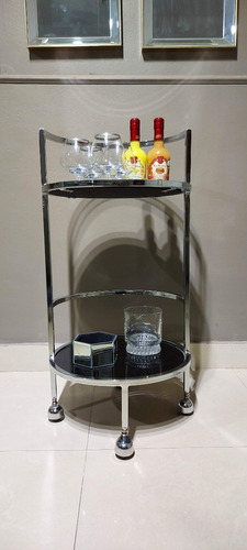 Imagen 9 de 10 de Carrito Bar Ruedas 40x80 Elegante Diseño Cromado Vidrio