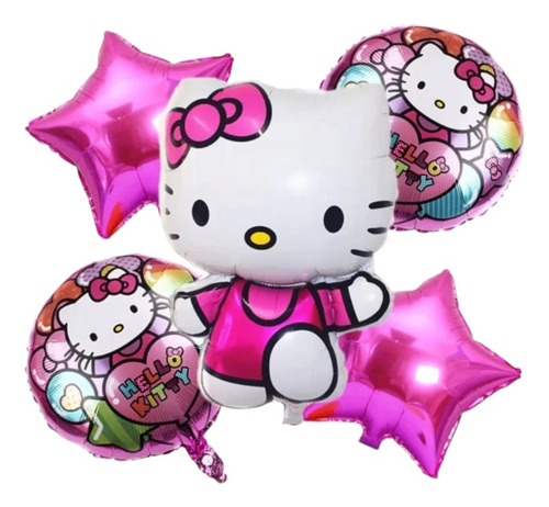 Set De Globos Hello Kitty 5 Piezas Cumpleaños