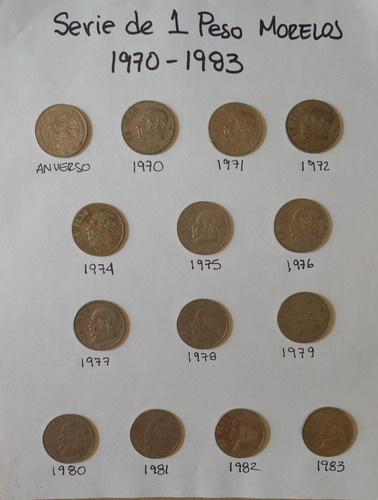 Monedas De 1 Peso Morelos Níquel 1970 A 1983 (Usado)
