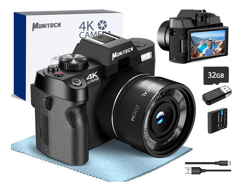 Cámara Digital 4k Monitech 48mp Para Youtube Y Vlogging