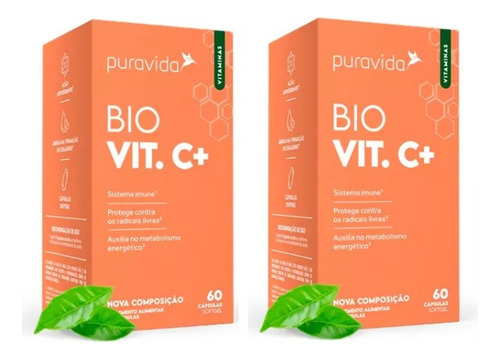 Kit 2 Bio Vit C + Vitamina C 1000mg 60 Caps Puravida
