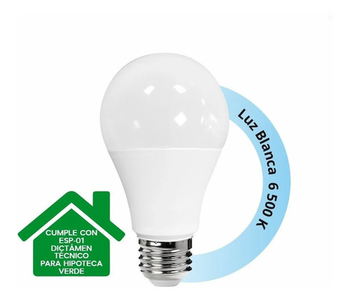Imagen 2 de 4 de Paq. 10 Foco Led 10w E26 A19 Lampara Candil Farol Watts Frio