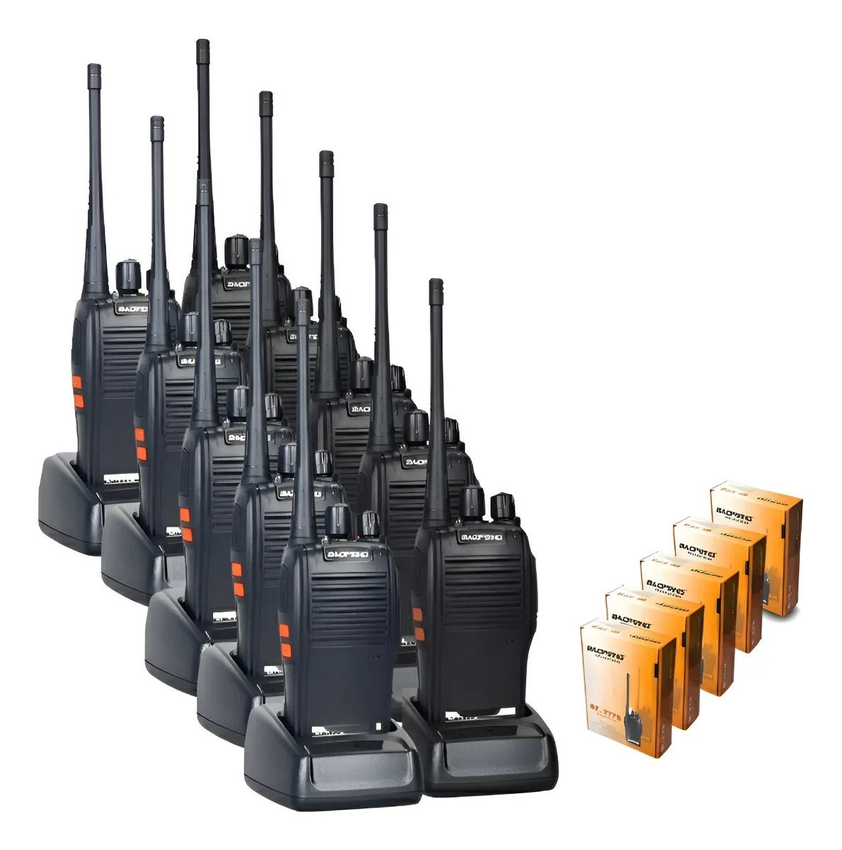 Kit 10 Rádios Comunicadores Baofeng Bf-777s Alta Performance Preto 400-470mhz