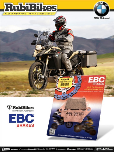 Imagen 2 de 5 de Pastillas De Freno Traseras Bmw F800 F700 F650 Ebc Fa 208