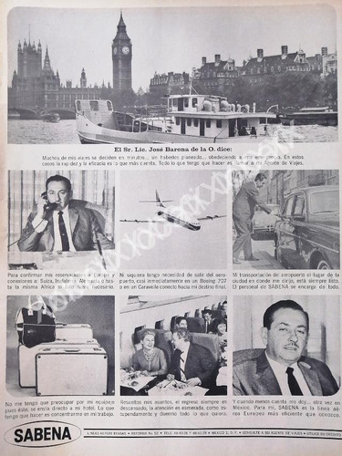Cartel Jose Barona De La O. Y Aerolineas Sabena 1965 348