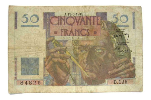 Billete Antiguo Francia 50 Francos Año 1949 Muy Buen Estado.