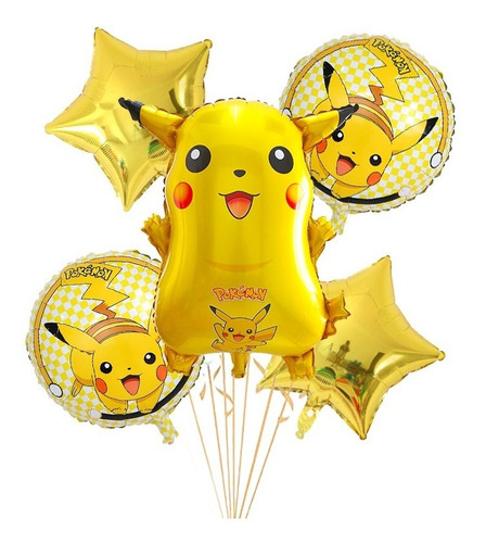 Globos Pikachu /pokemon Kit De5 Decorativos/desinflados