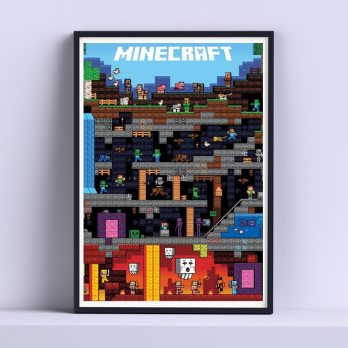 Cuadro Minecraft Mundo 30x40cm Deco  Listo P Colgar