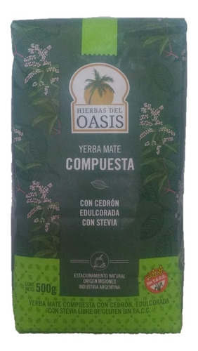 Yerba Compuesta Con Cedrón Y Stevia Hierbas Del Oasis X 500g