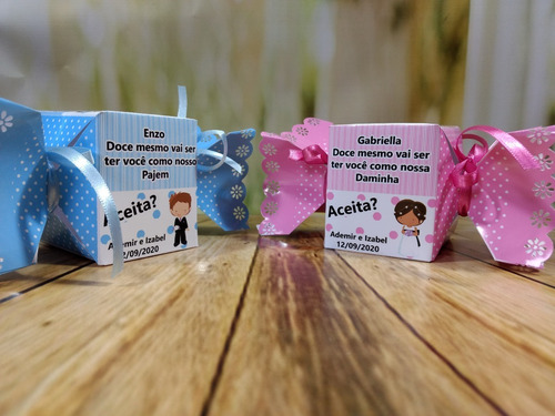 Imagem 6 de 8 de Caixa Personalizada Convite Dama/ Pajem/padrinhos-30unidades