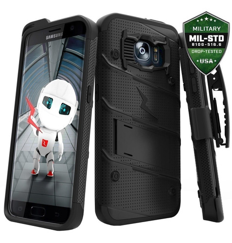 Funda Holster Galaxy S7 Edge Zizo Bolt Uso Rudo + Mica