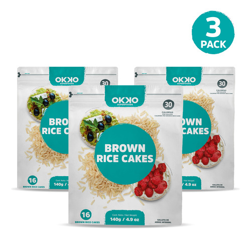 Pack X3 Rice Cakes Integrales 140g Okko