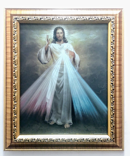 Señor De La Misericordia _ Enmarcado En Dorado B 30 X 25 Cms