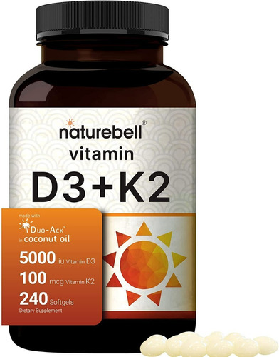 Vitamina D 5000ui + Vit K 100mcg 240u 8 Meses- Max Absorción