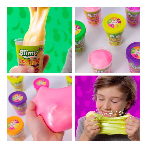Combo Kit X5 Slime En Pote Fluorescentes De Frutas - Wabro