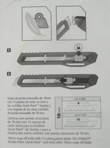 Combo Exacto Cuchilla Retráctil 18 Mm Stanley C/5 Cuchillas